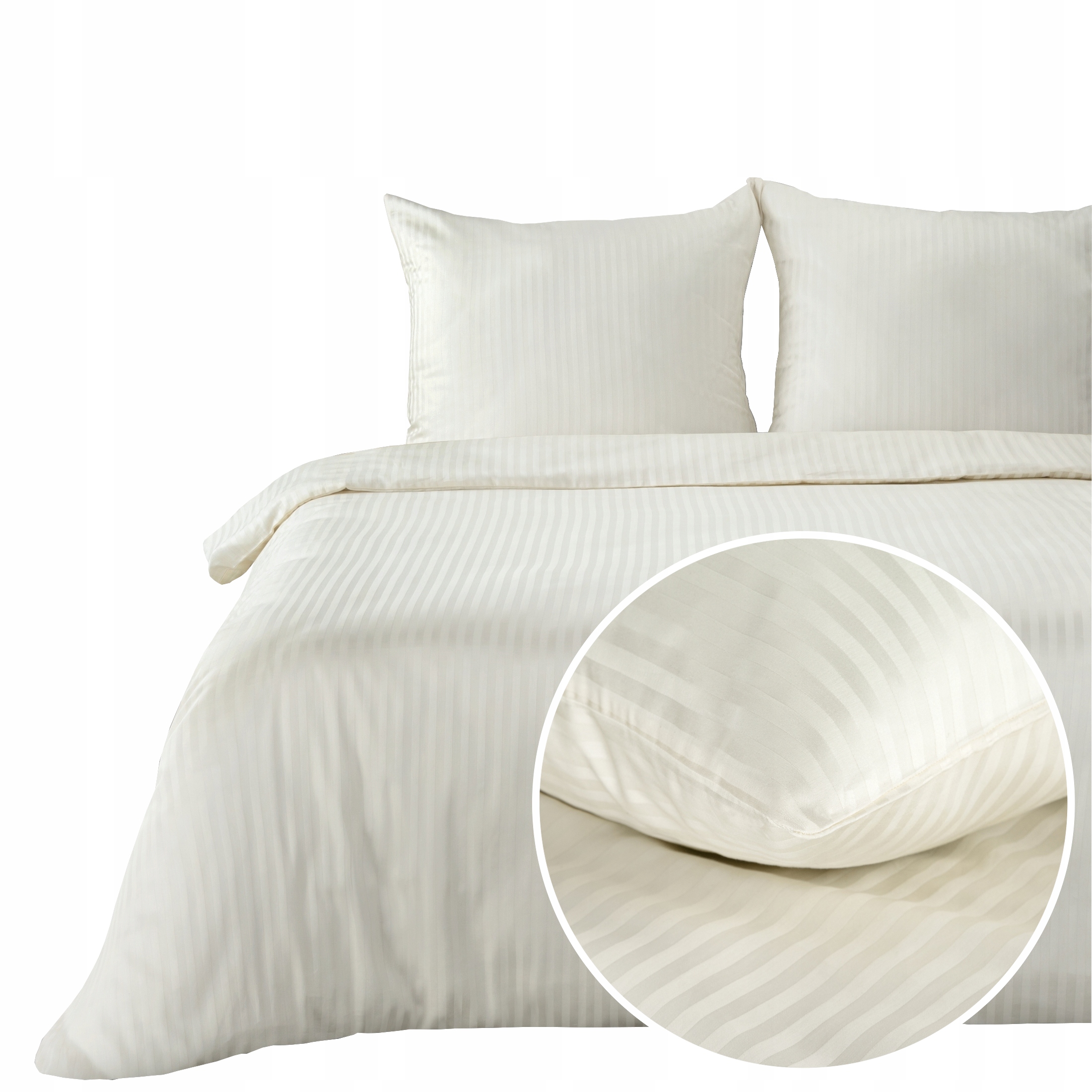 pościel satynowa bawełniana wzór adamaszek Vera 140x200 krem