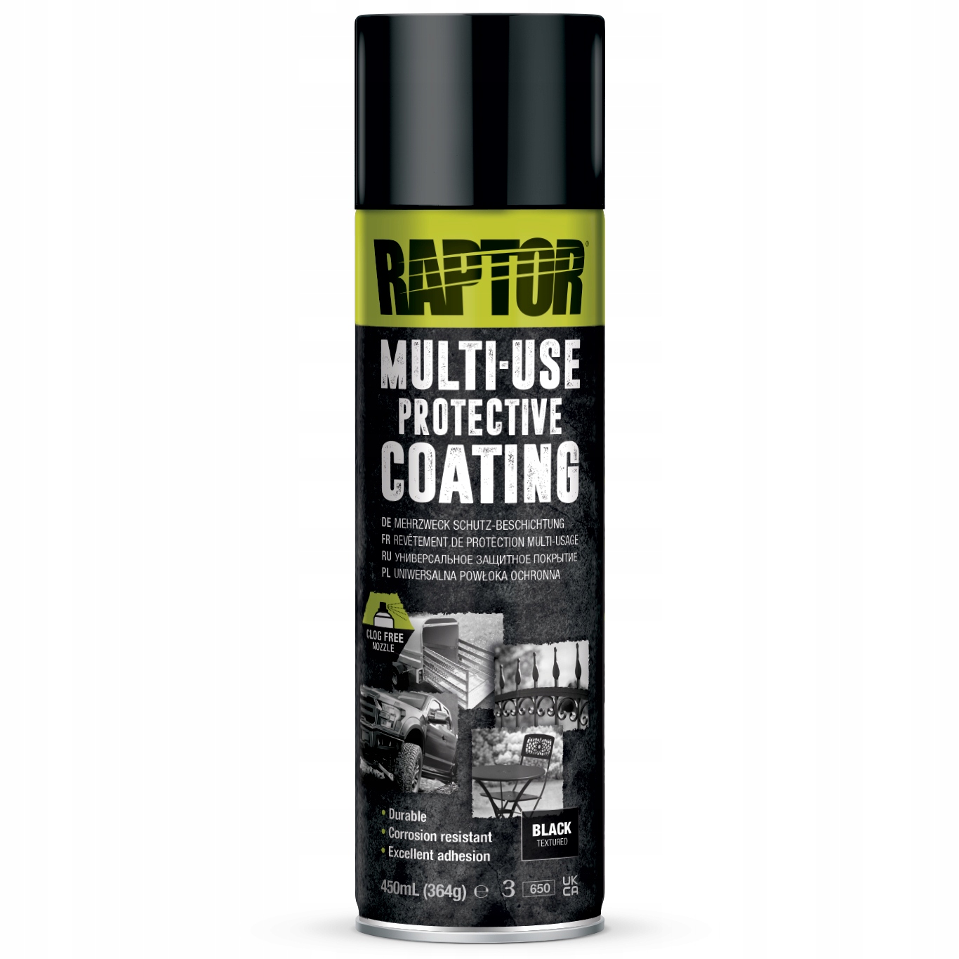 U-pol Spray Raptor Rmub/al 450ml Black Textured czarny