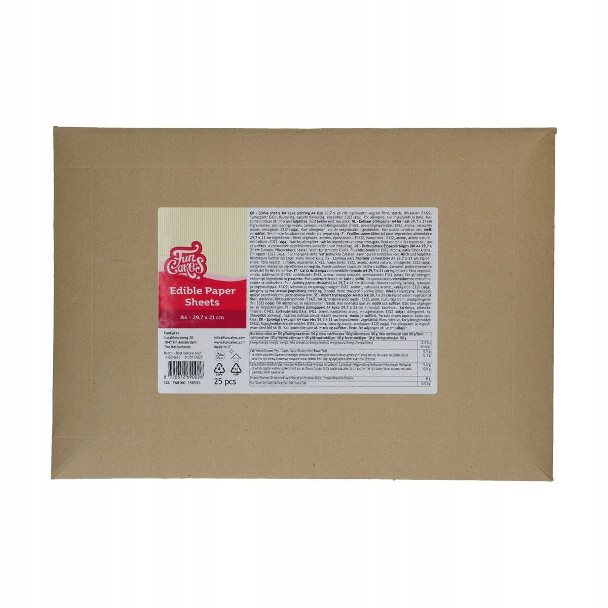 FunCakes Papier opłatkowy jadalny A4 25 arkuszy