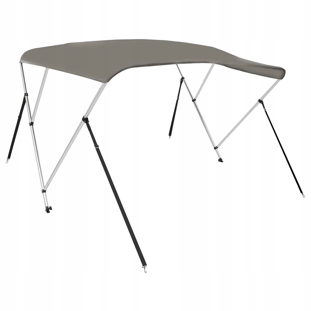 Daszek bimini do łodzi, 3 pałąki, szary, 184x18