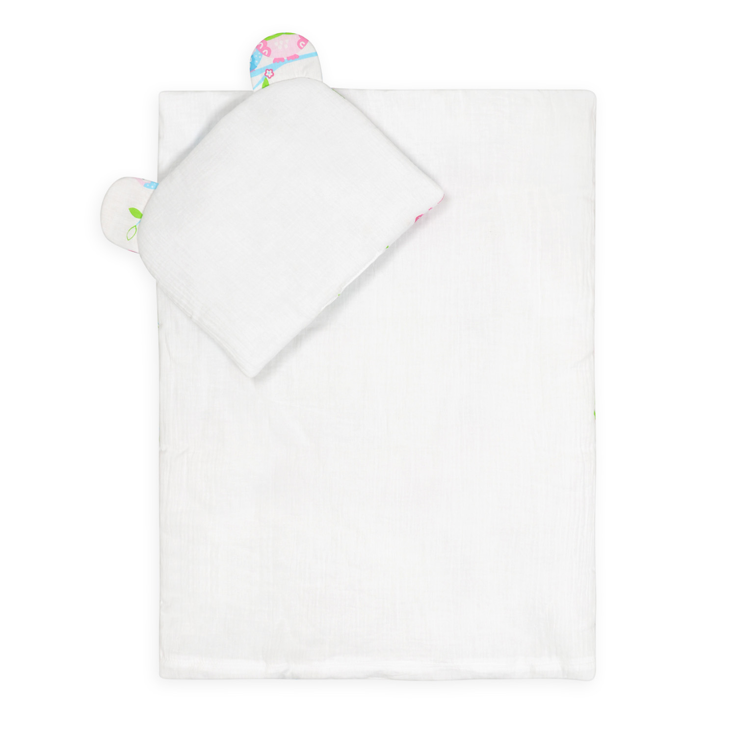 KOMPLET POŚCIELI Z WYPEŁNIENIEM DO GONDOLI WÓZKA KOŁYSKI BAWEŁNA+MUŚLIN Długość kołdry 75 cm