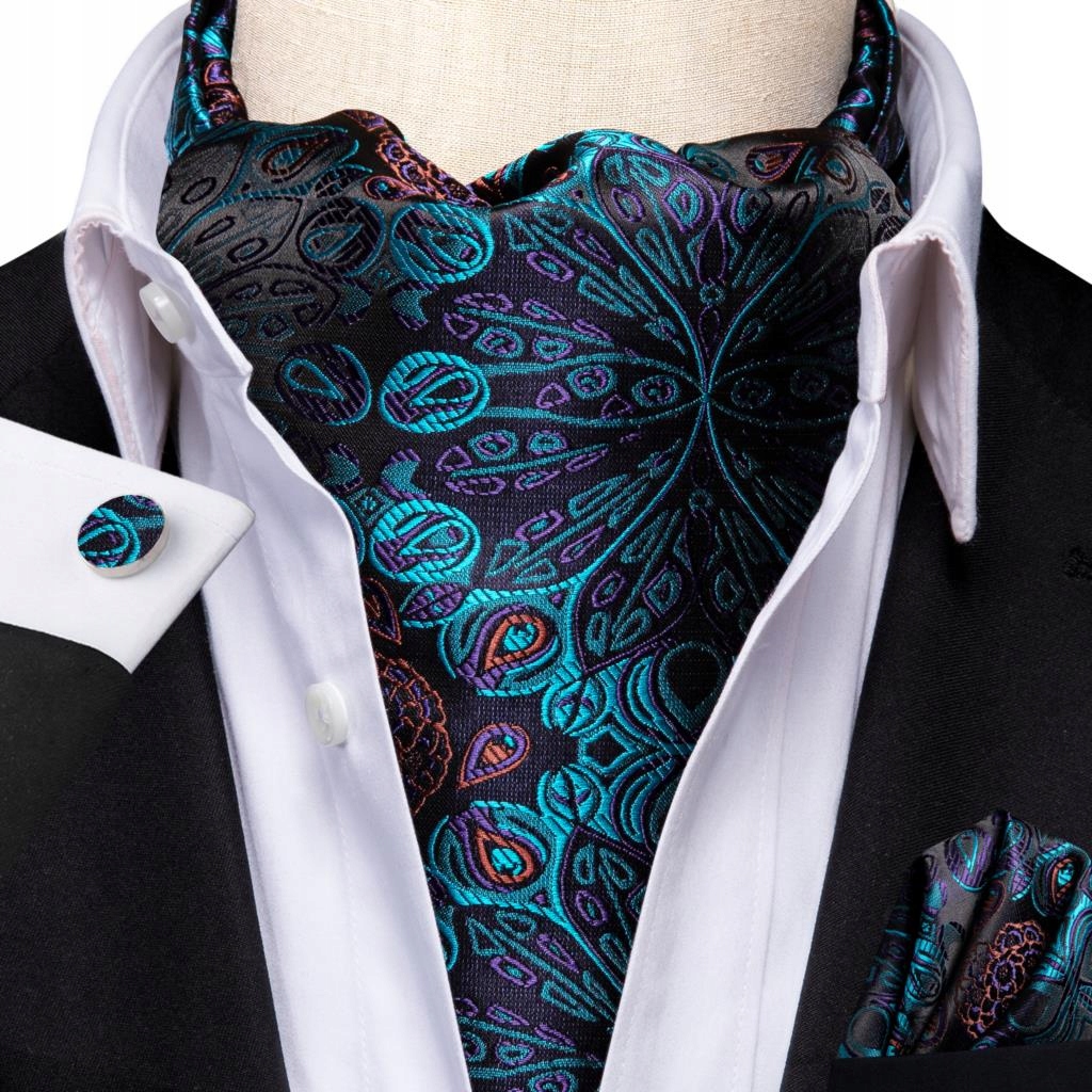 Hedvábný Šátek Ascot Žakárový Módní Set Sada