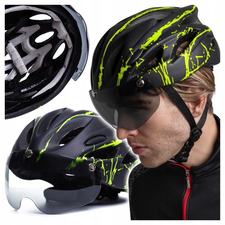 Cyklistická přilba s rychlými brýlemi pro muže, dámská, Mtb, nastavitelná, velikost 54-62