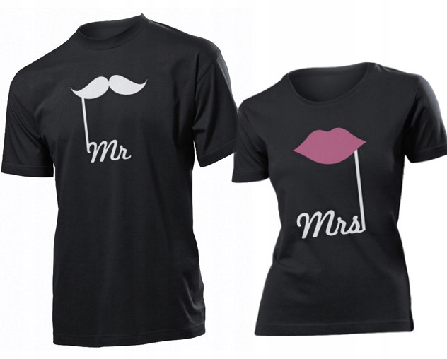 

Koszulki dla par Mr Mrs Pan Pani Wasy Usta S