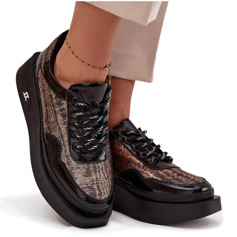 Dámské Polobotky Z Přírodní Kůže Platforma Artiker 57C2044 Černé 40