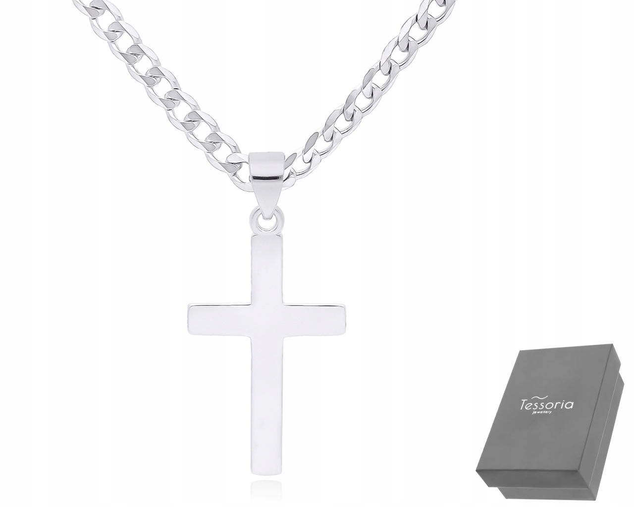 Stříbrný Řetízek Pánský S Křížkem Gravírování Náhrdelník ryzost 925 délka 50 cm