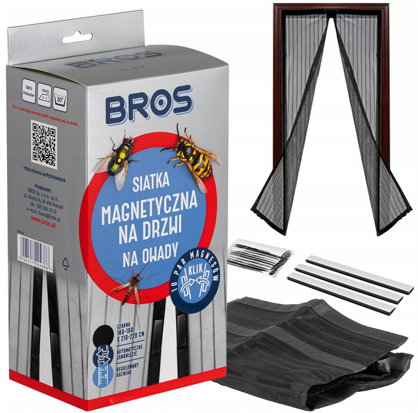MOSKITIERA SIATKA MAGNETYCZNA NA DRZWI OWADY MUCHY KOMARY MOCNA 100x220cm
