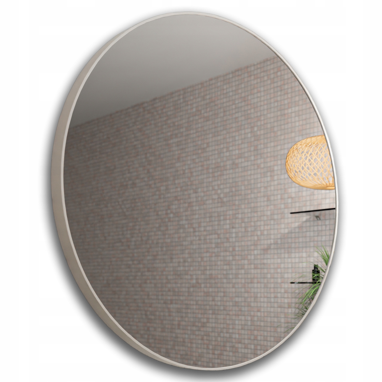 Okrúhle Zrkadlo 120x120 Biela Aluminiová Ozdobná Rámčeková Súprava Loft Dekoračná