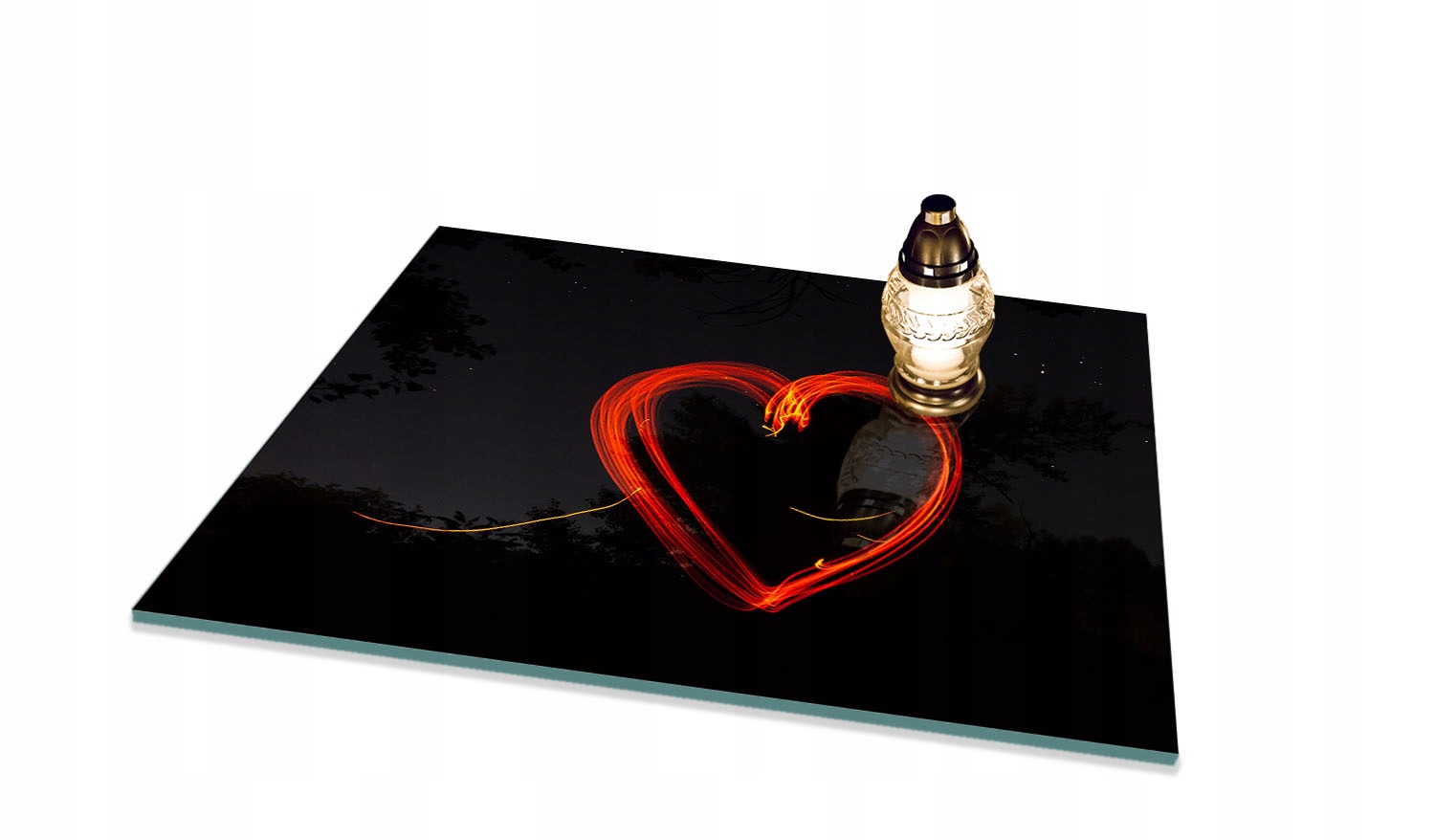 Podstavec tvrzené sklo pod Zničení na Hřbitov, vzor Srdce 65x60 cm