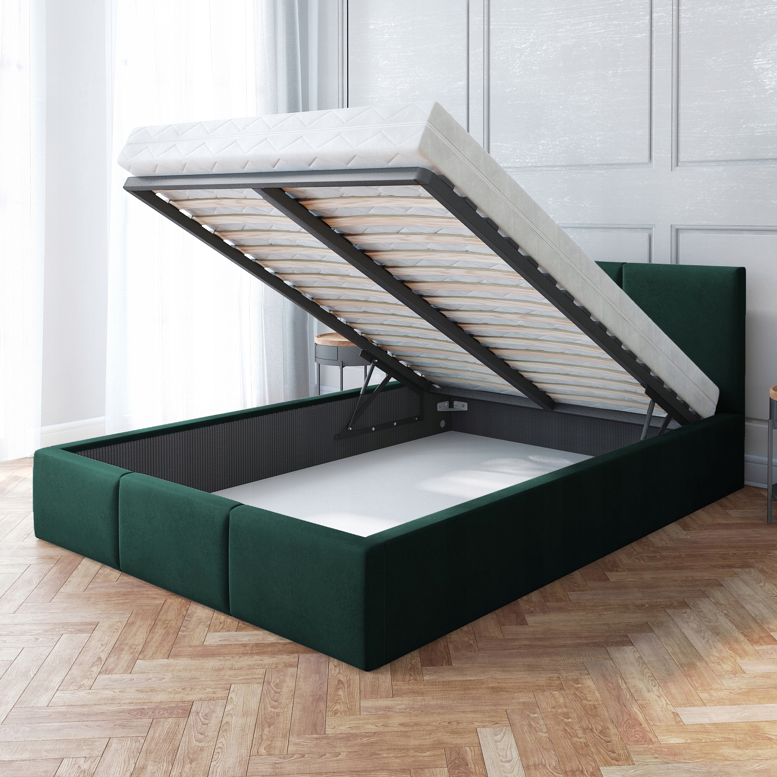 

Łóżko 160x200 tapicerowane stelaż materac Amber