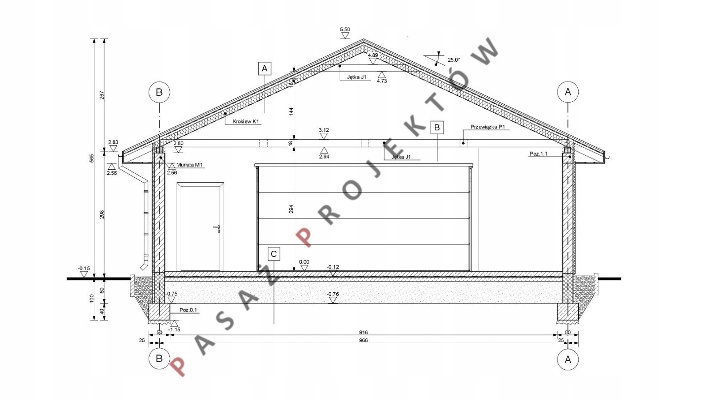 PROJEKT BUDYNKU GARAŻOWO-GOSPODARCZEGO Z WIATĄ H2060 Marka inna