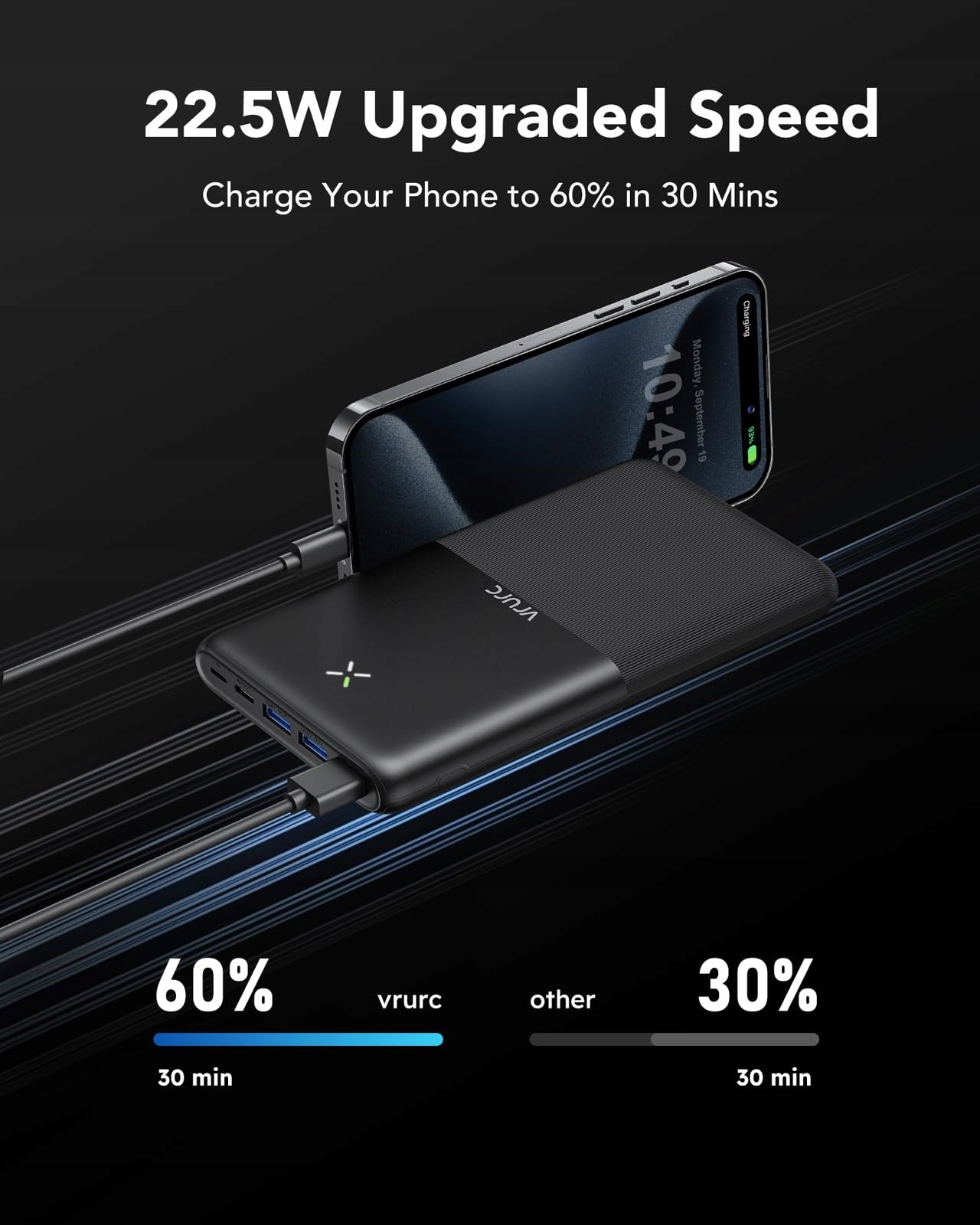 VRURC Power Bank 30000mAh Szybkie Ładowanie USB C dla iPhone — miniatura 3