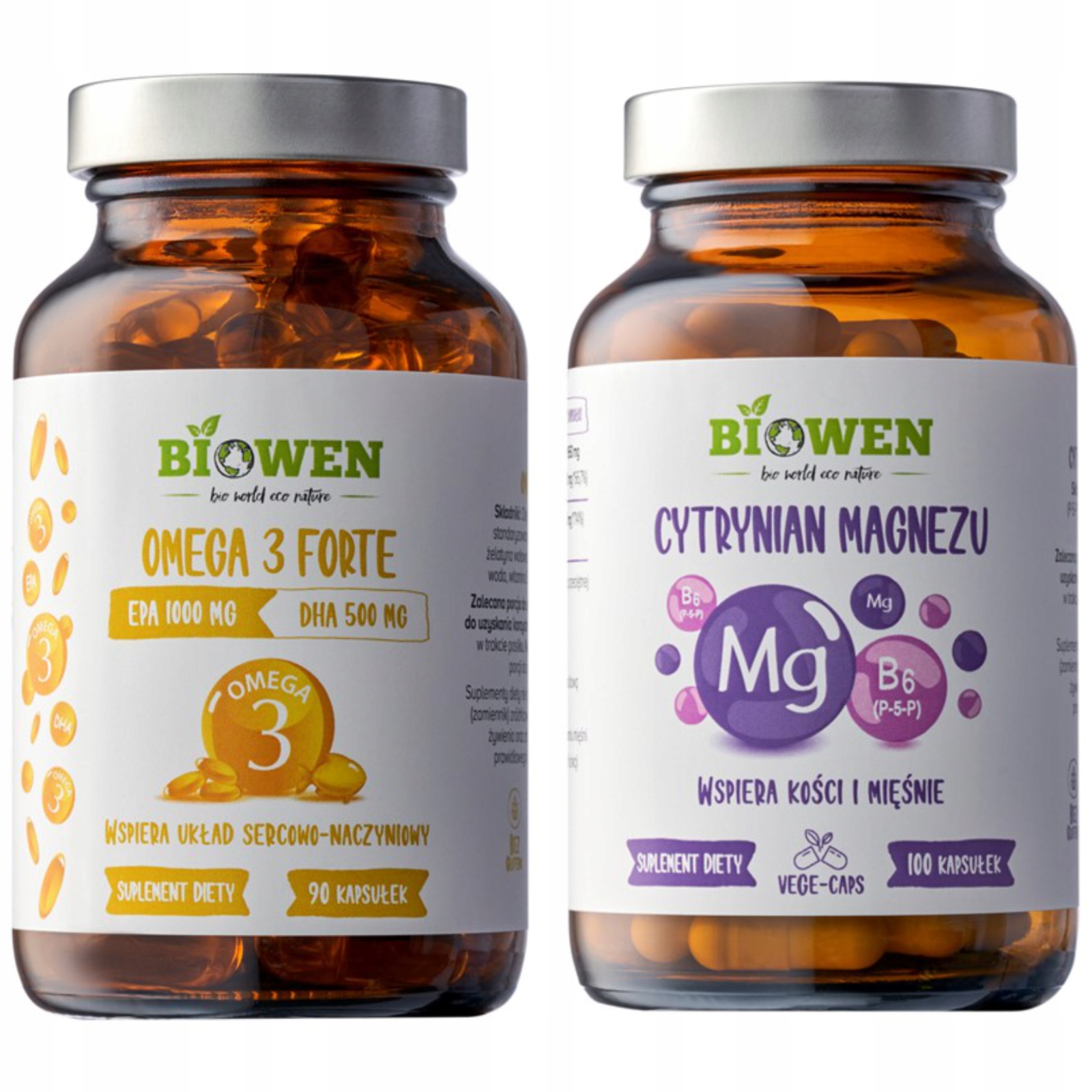 Biowen Omega 3 Forte Kwasy Epa 1000 mg Dha 500 mg Cytrynian Magnez Serce