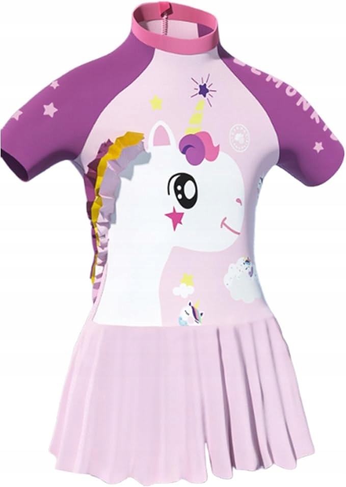 Strój kąpielowy Dla Dziewczynki jednorożec szybkoschnący UPF50 Czepek 8 Lat