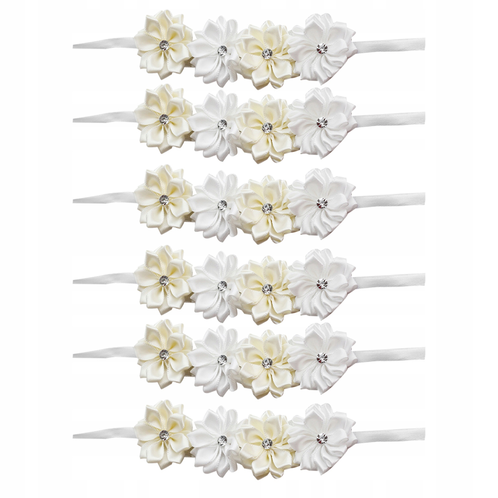 KORSAŻ ŚLUBNY OPASKA KWIATY NA RĘKĘ MLECZNO-BIAŁY 6SZT