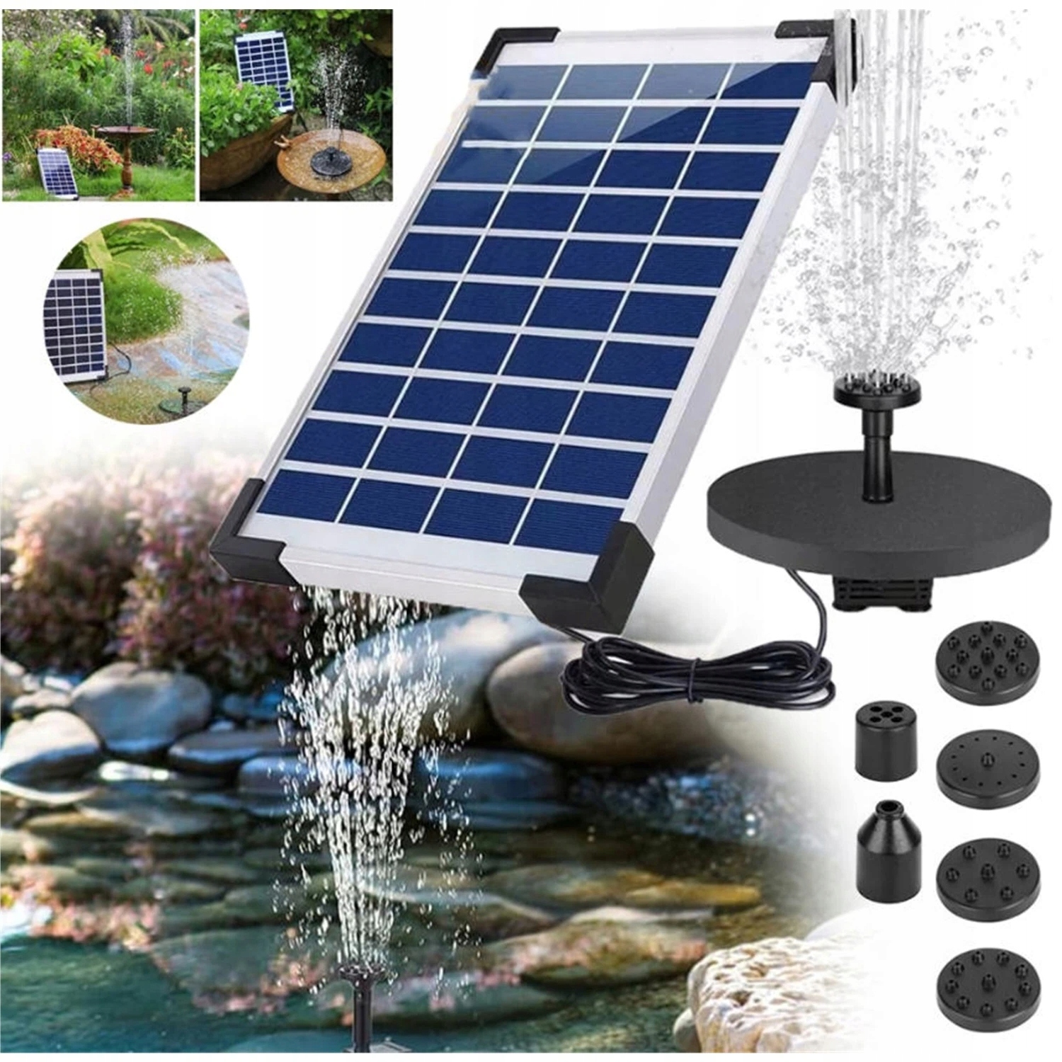 Solární Pumpa Pro Plovoucí Fontánu 5W S Baterií Do Koupele Ptáků V Zahradě