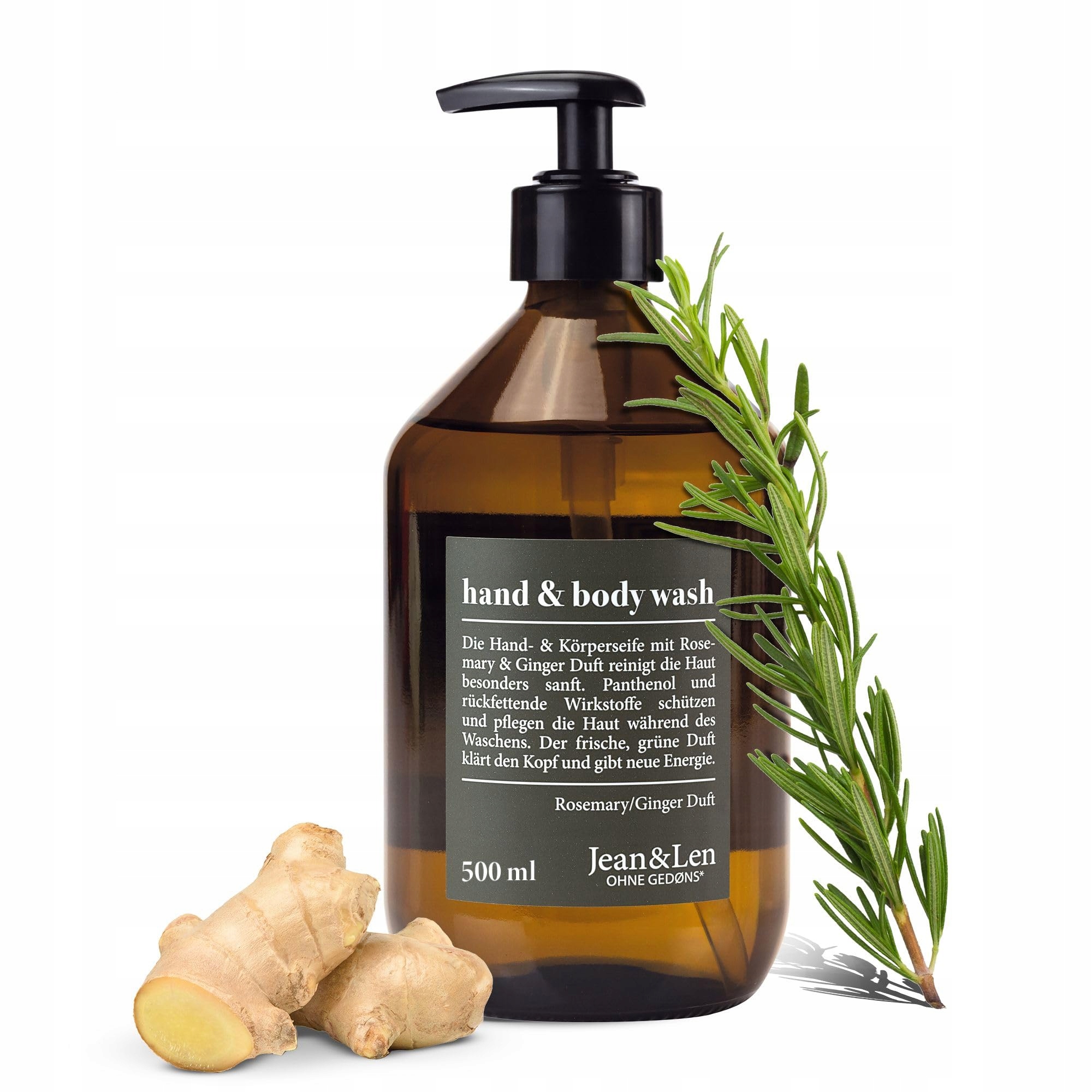 Tekuté mýdlo na tělo a ruce Jean Len Rosemary Ginger 500 ml bez parabenů