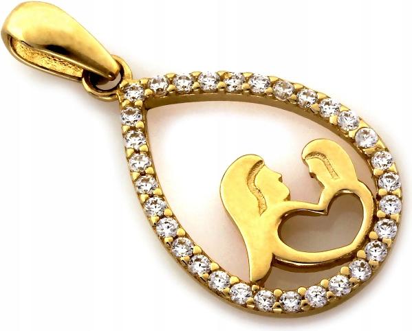 Zlatý přívěsek 585 s zirkony matka s dítětem přívěsek na řetízek