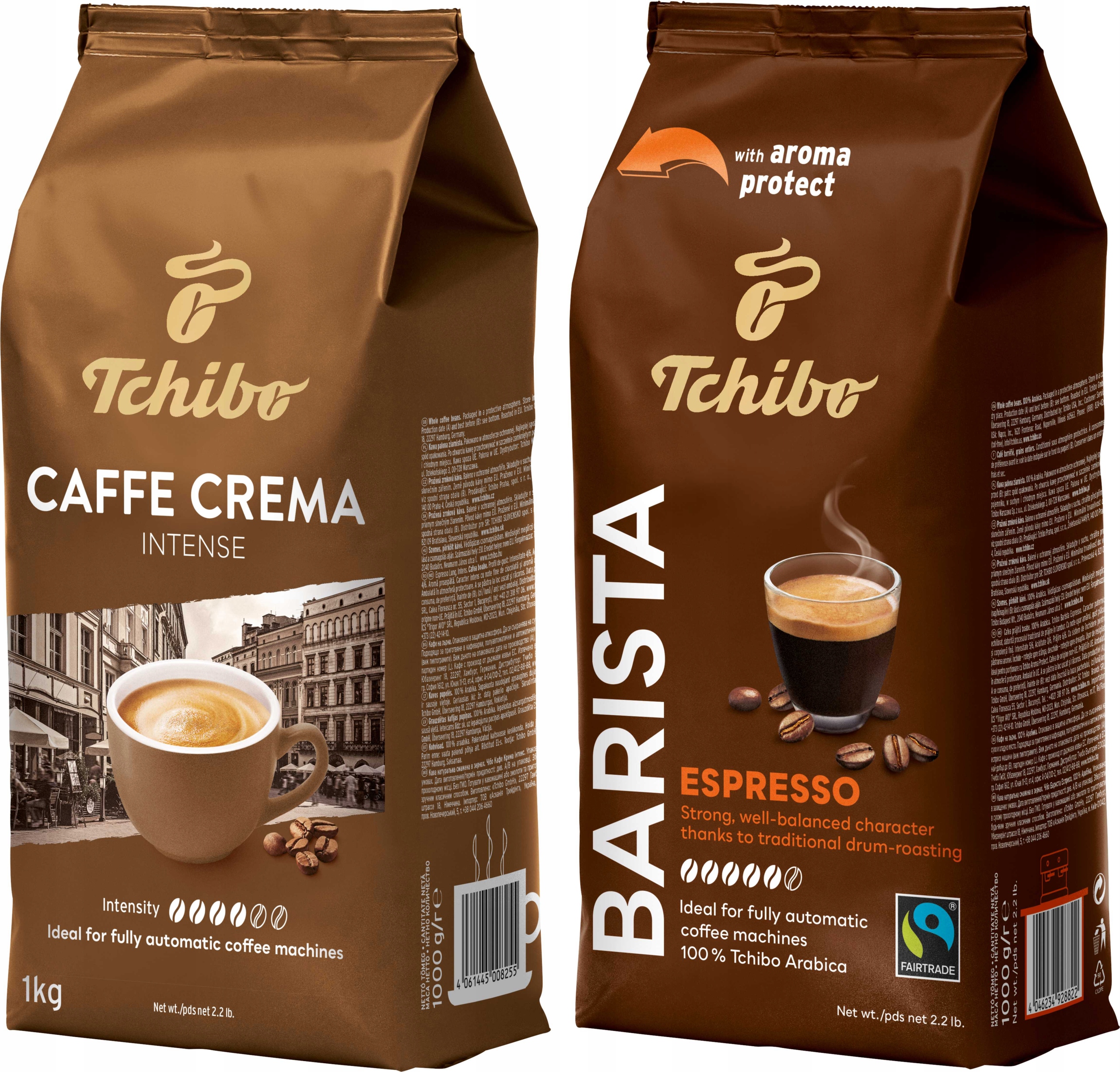 Levně Káva zrnková Tchibo Caffe Crema Intense a Barista Espresso 2 x 1 kg