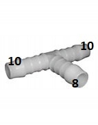 

Trójnik T Pom plastikowy na wąż 10-8-10mm Redukcja
