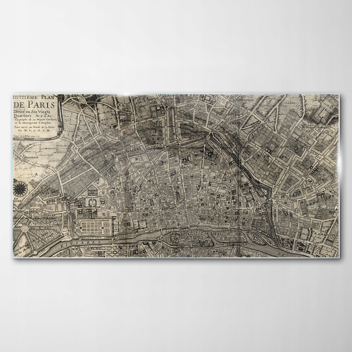 Obraz na skle Dekor Paríž Vintage Mapa 120x60
