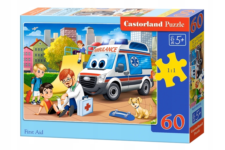 PUZZLE 60 UKŁADANKA PIERWSZA POMOC SAMOCHÓD AMBULANS KARETKA 5+ CASTOR EAN (GTIN) 5904438066193