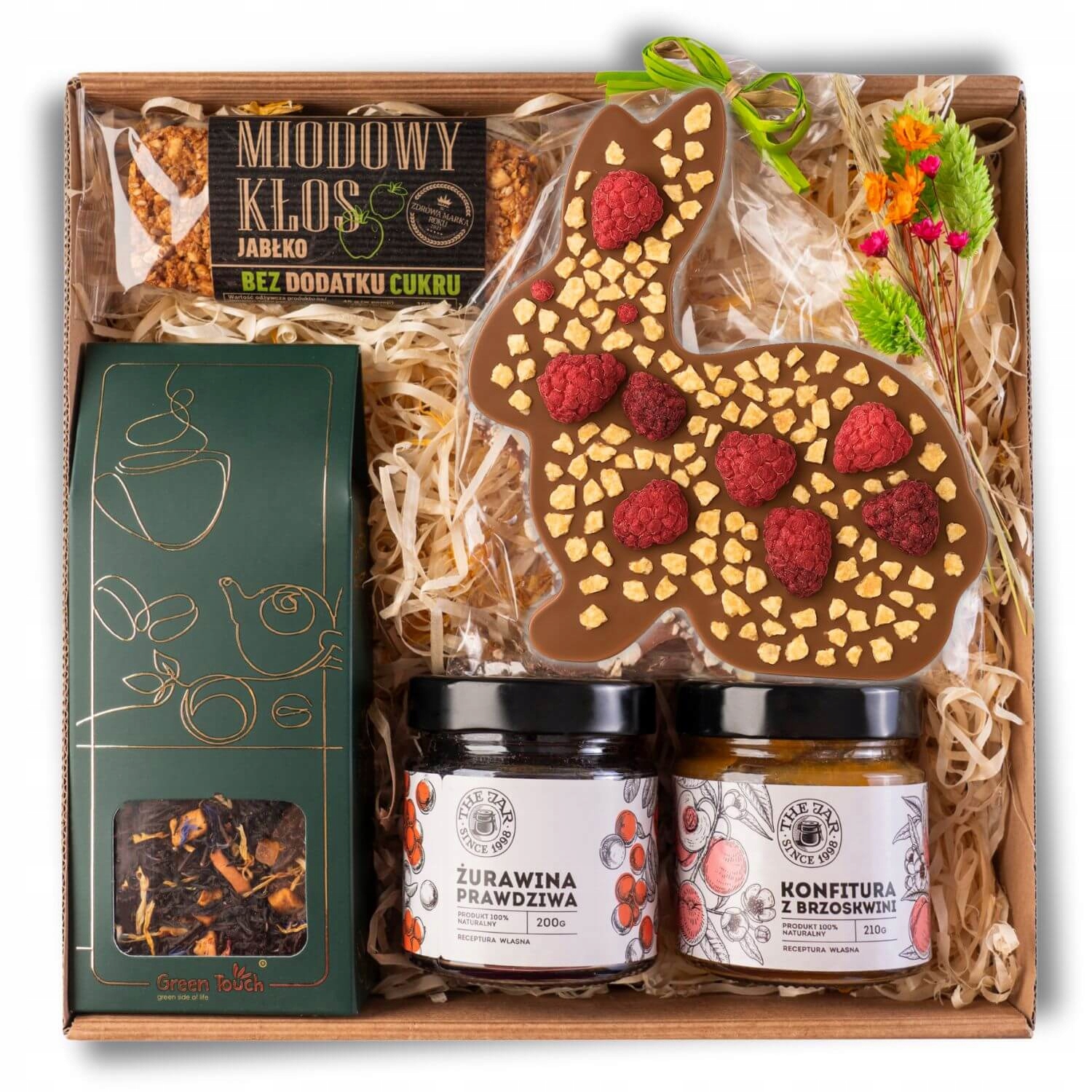 Levně Set Dárkový Koš Velikonoce dárek čaj ovoce čokoládový zajíc