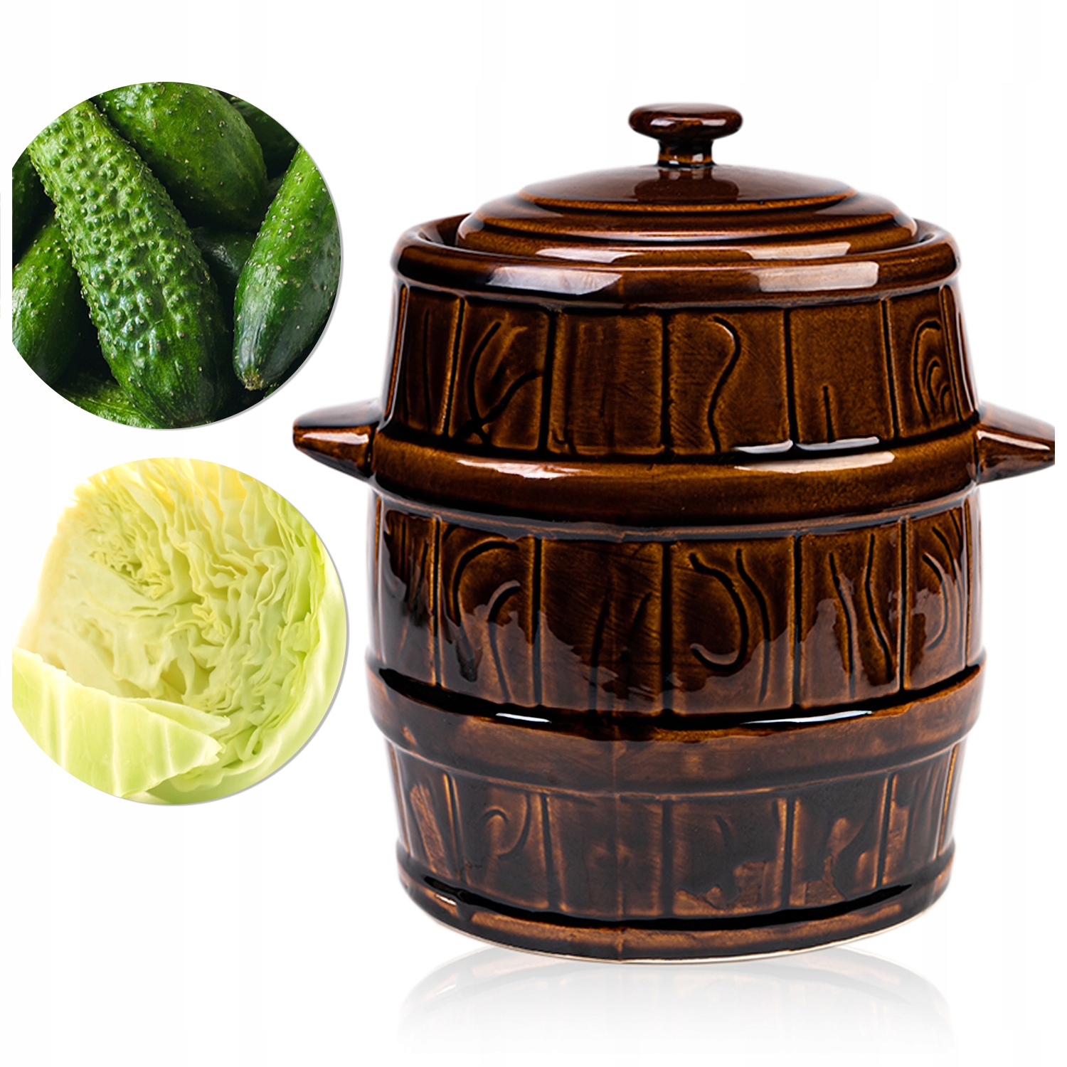 Keramický sud kamenina 5L Hrniec Na Siláž Uhoriek Kapusty Na Maslec