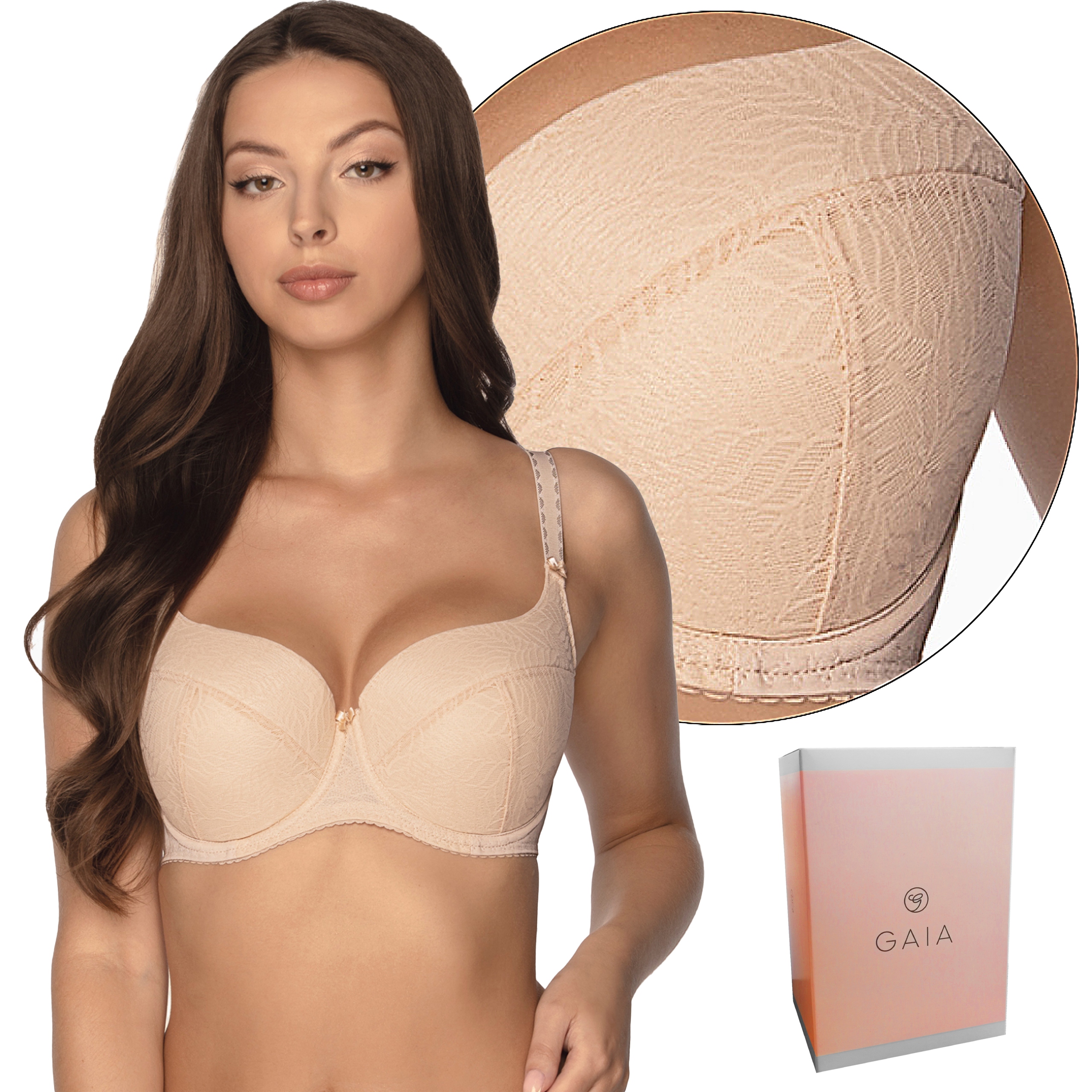 

Biustonosz full cup, Gaia Micaela 758, Beżowy, 75D