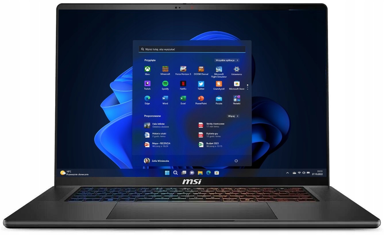 Msi Stealth 16 Ai+ B3WGX-044PL Intel Core 9 386H 16" 16GB 1TB W11P Rtx 5070