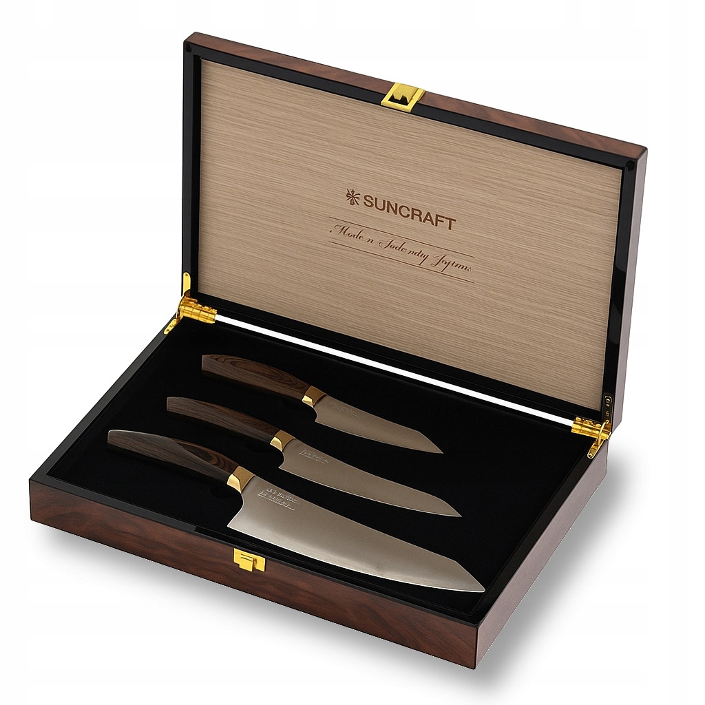 Sada japonských nožov Suncraft Elegancia Chef, Petty, Paring