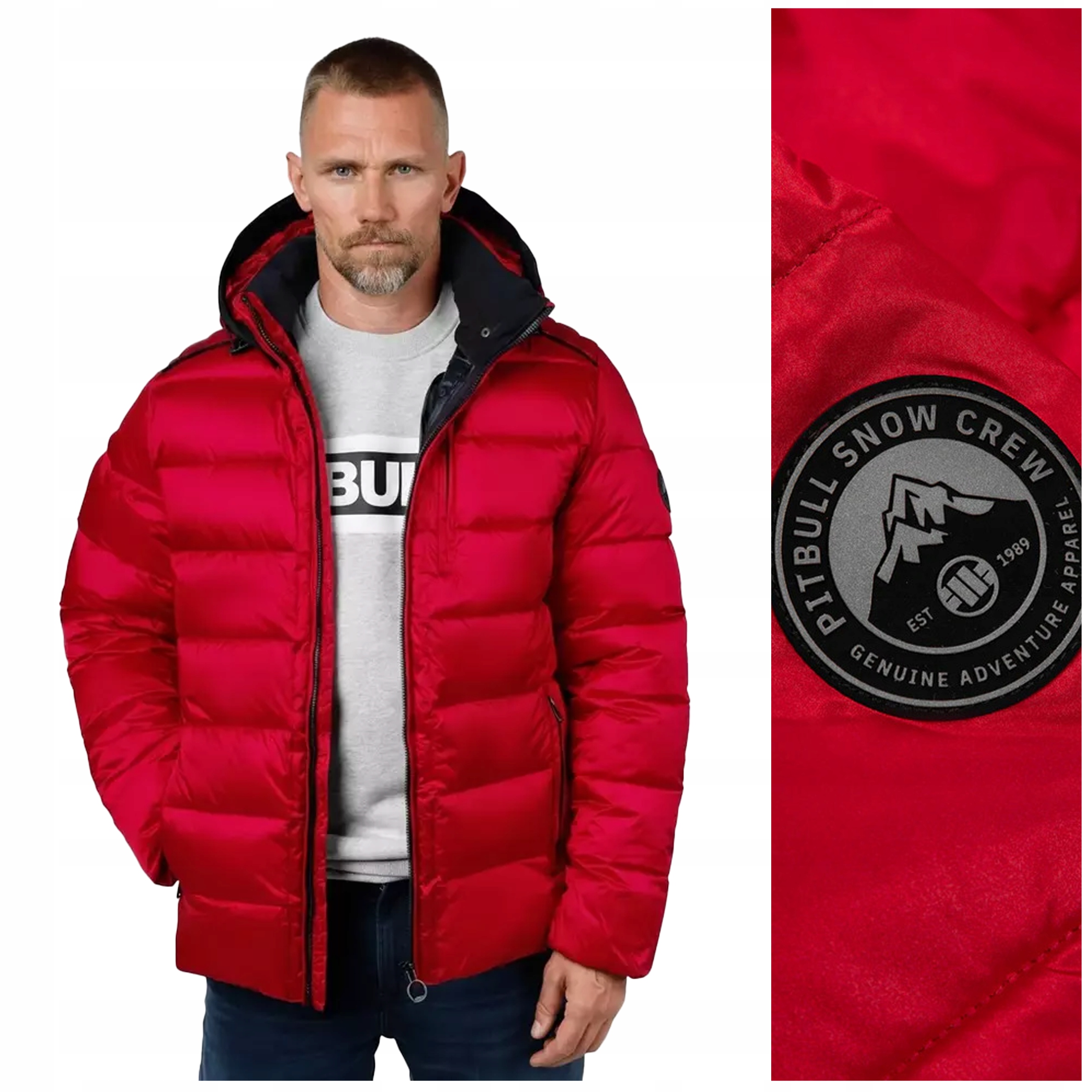 Pánská Zimní bunda s kapucí Pit Bull "barles" vel. L červená