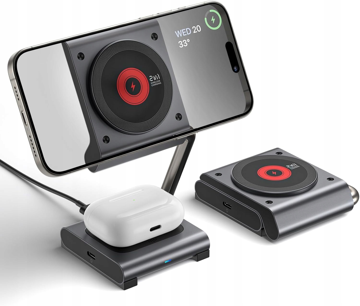 Ładowarka 2w1 MagSafe Jsaux iPhone Apple Watch AirPods Składana