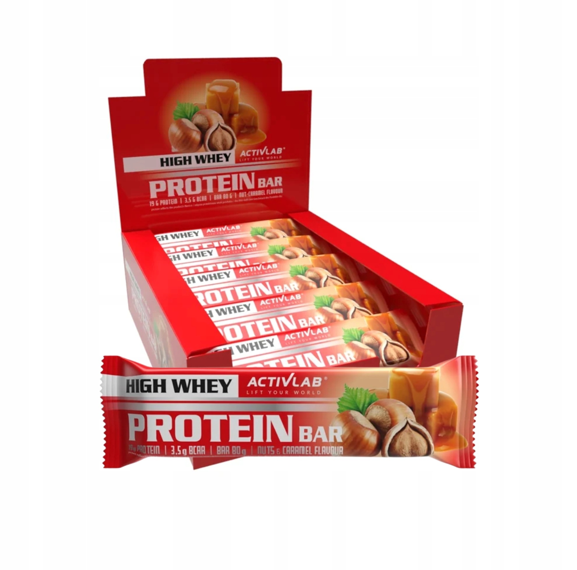 24 x Activlab High Whey Protein Bar 80 g Nuts Caramel Tyčinka Zdravá svačinka