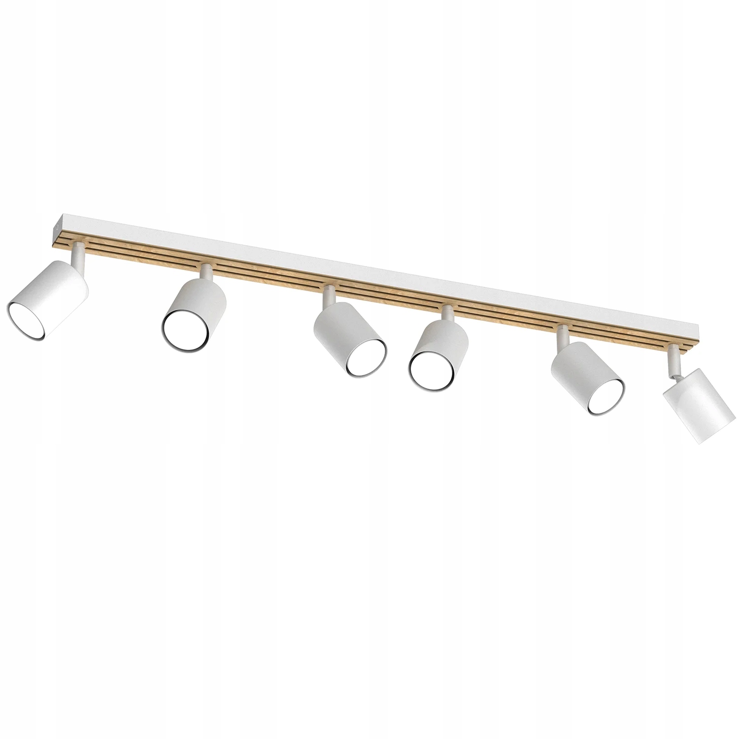 Stropný reflektor biely, drevený, hnedý, 6 bodov, 80 cm Luminex