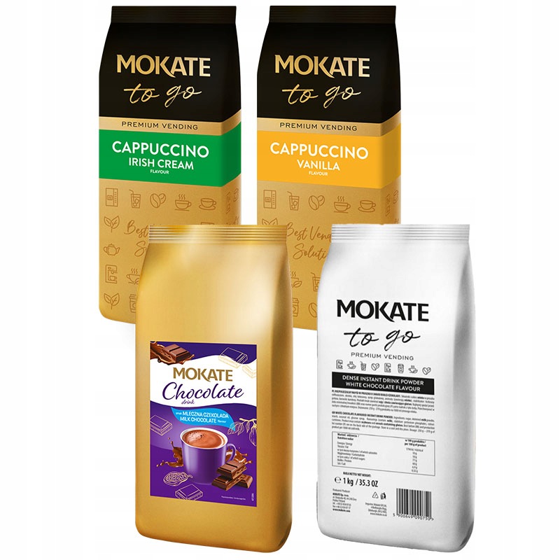 Mokate Cappuccino Czekolada Biała Mleczna Zestaw 4x1kg Vending Dla domu