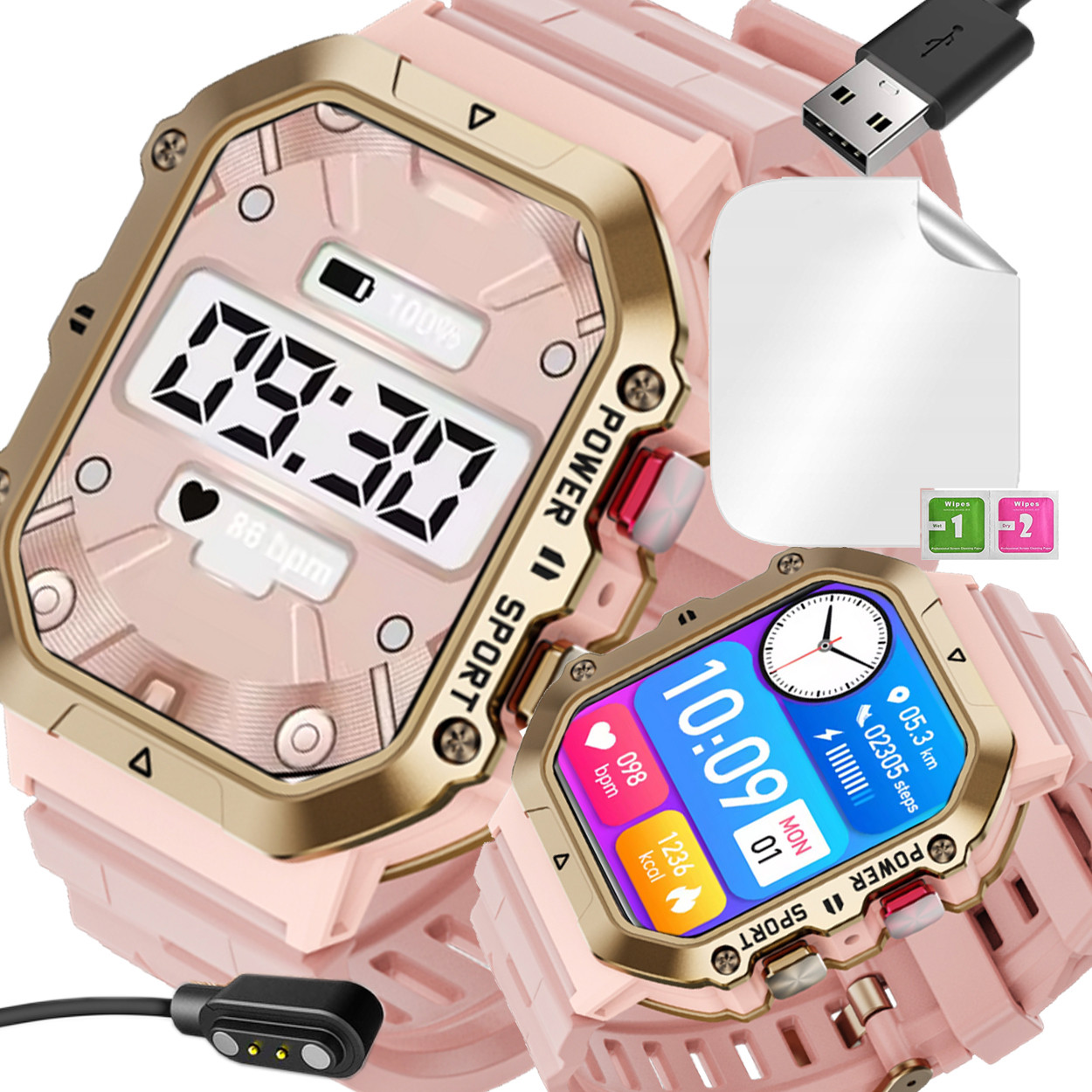 Chytré Hodinky Dámské Růžové Sms Kroky Polské Menu Připojení