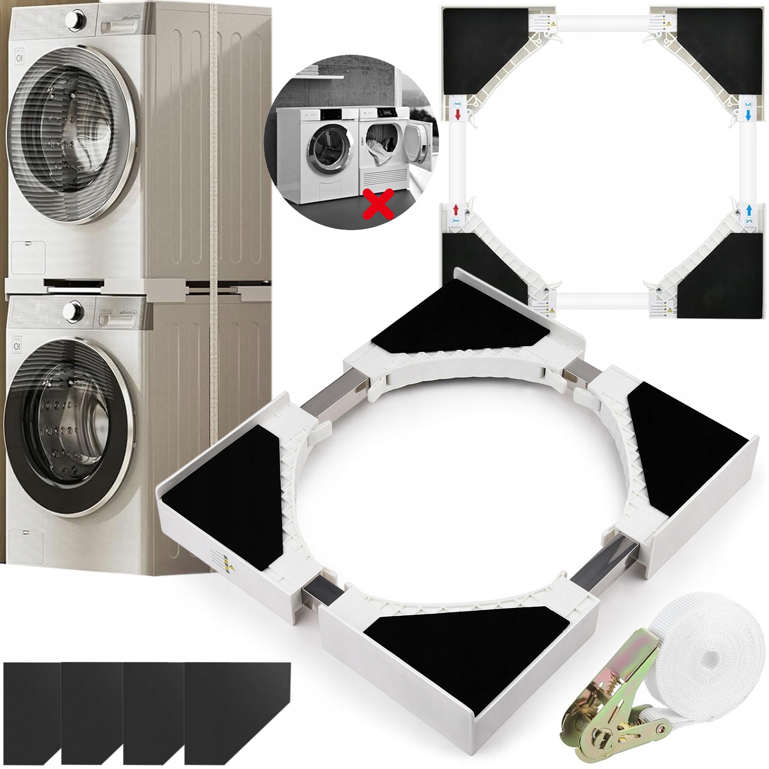 Łącznik Pralki Suszarki Uniwersalny Szerokość 46CM-66CM Antywibracyjna Pas