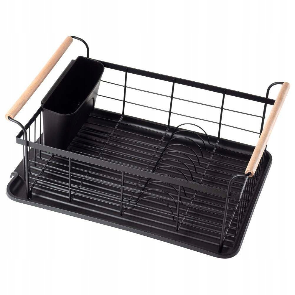 Levně Černý sušák na nádobí 42,5x19 cm