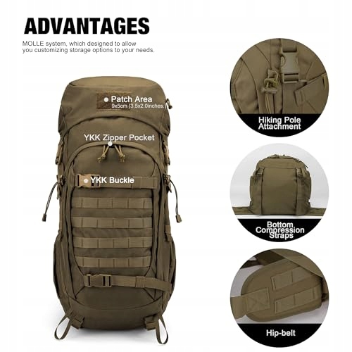 MARDINGTOP Plecak Taktyczny 50L Dla Dorosłych Trekking Outdoor Wędrówki — miniatura 3