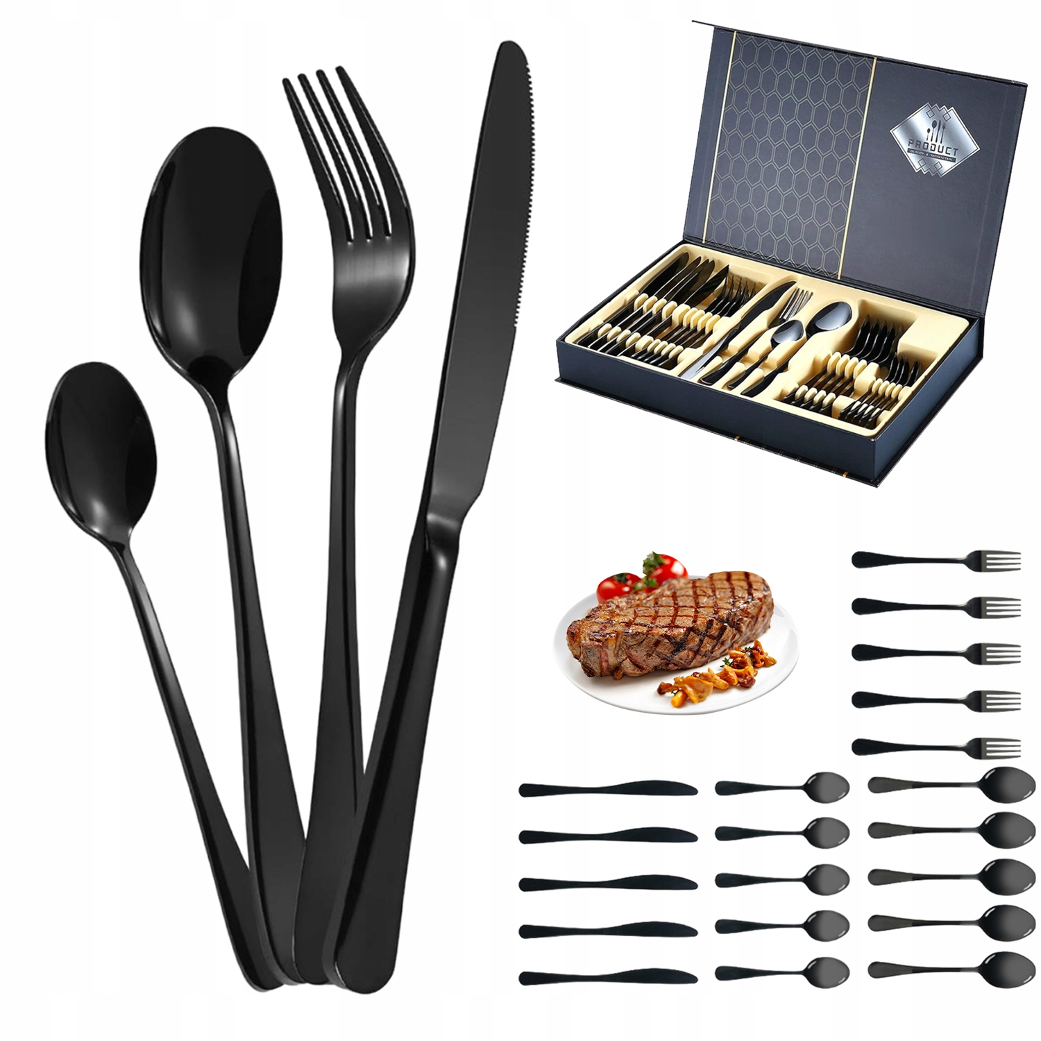 Sada Příborů Kufr Sada Příborů Nerezová Ocel 24EL Pro 6 Osob