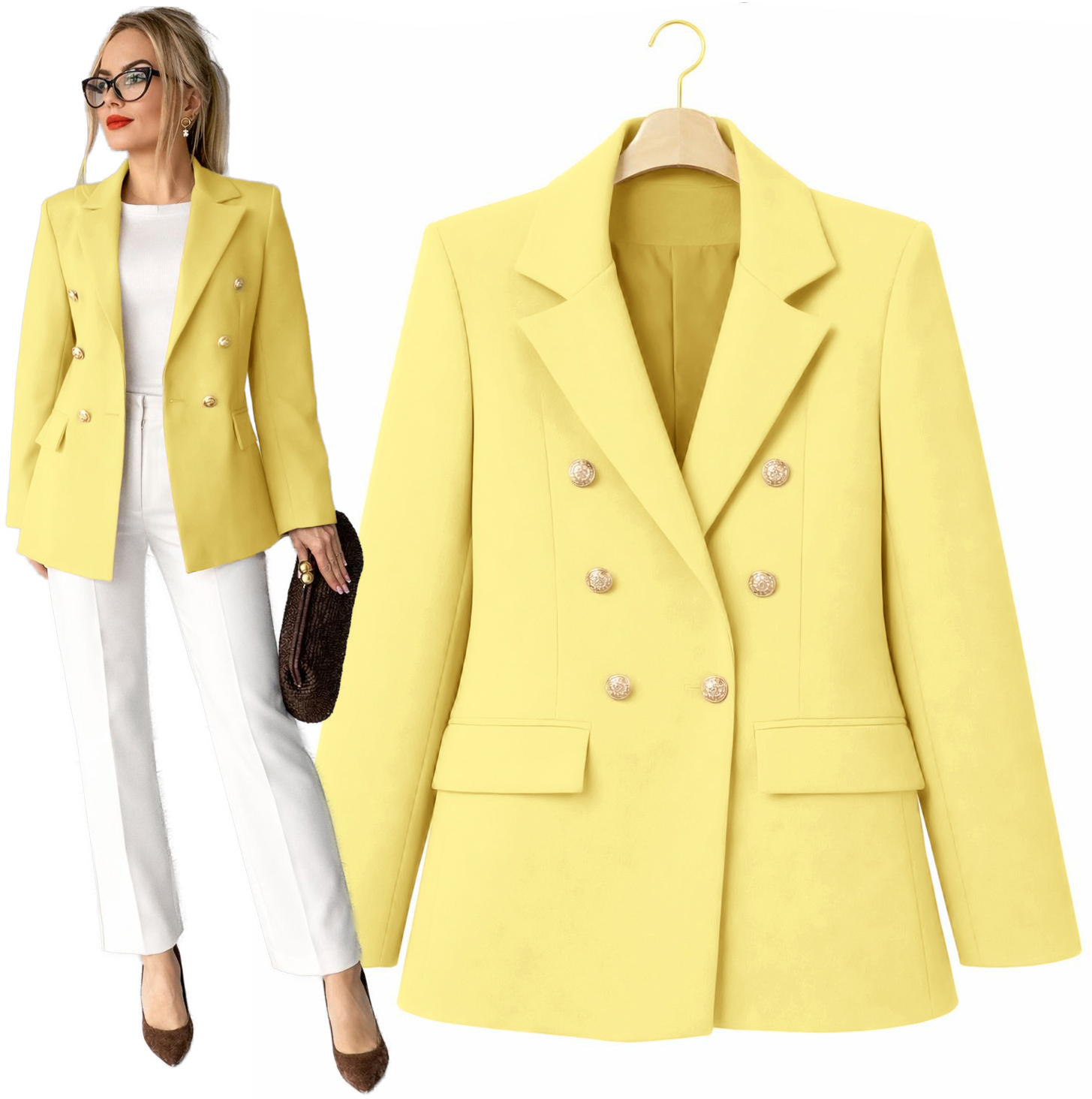 Elegantní návštěvní Sako dámské Sako dvouřadé zlaté knoflíky Noelia