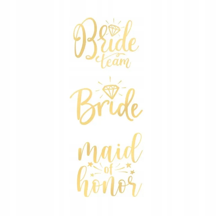 

Tatuaże zmywalne Bride to Be złote na ślub 13szt