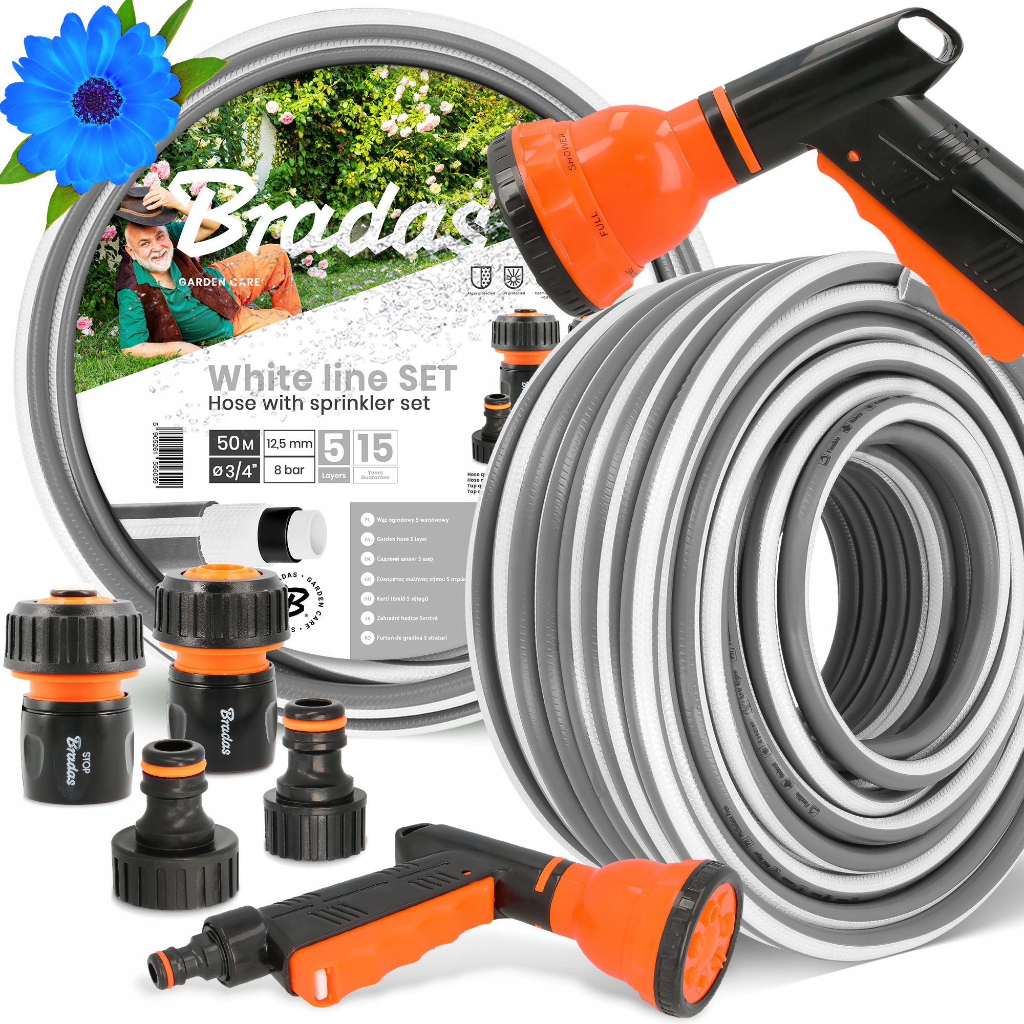 Záhradná Hadica 3/4 Vody Navíjacia 50 m Zalievanie Šlauf 5-VRSTVOVÁ Zbrojnica Yo