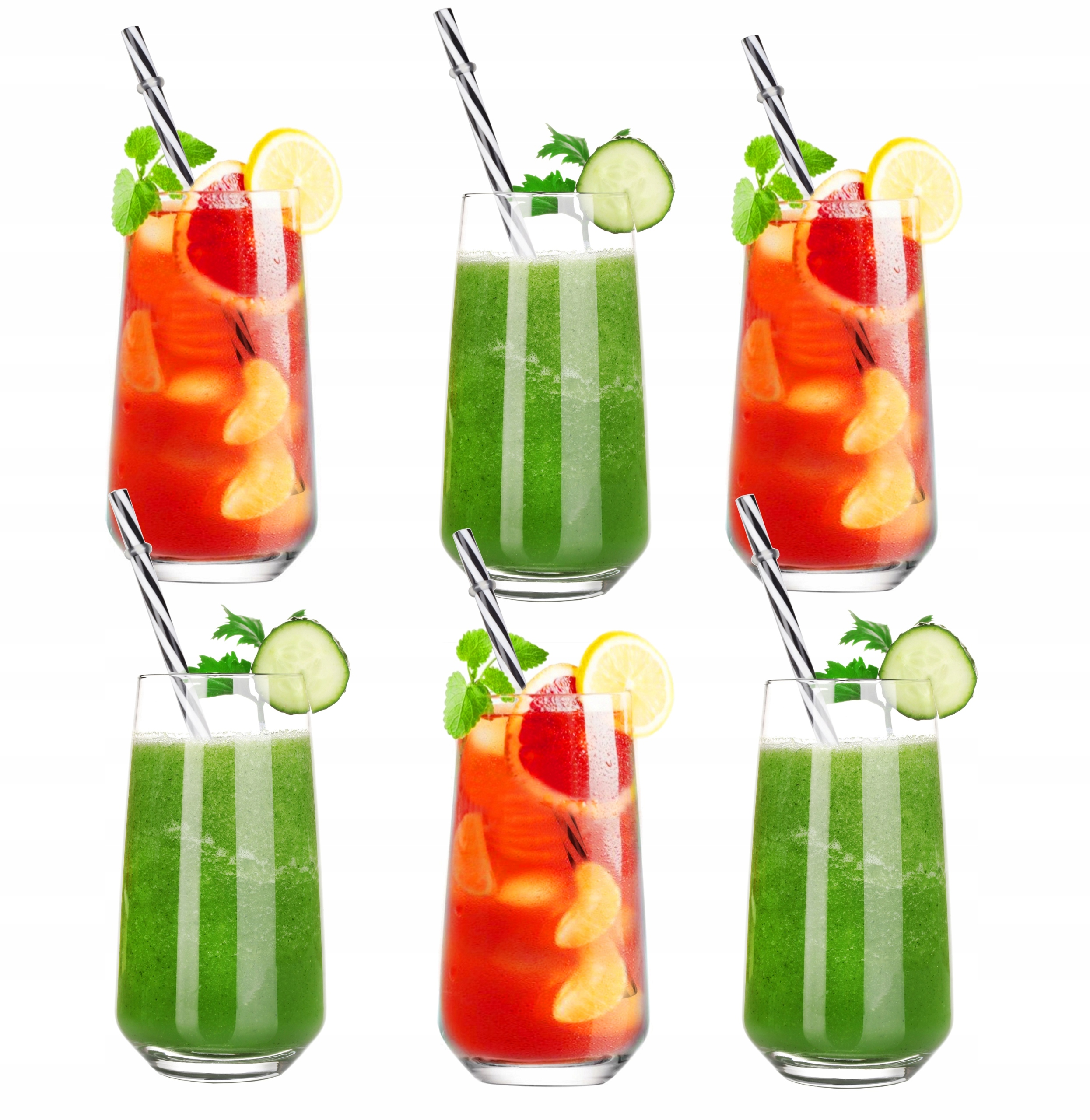 

6x Szklanki Wysokie 420ml +rurki Czarne, Napój Sok