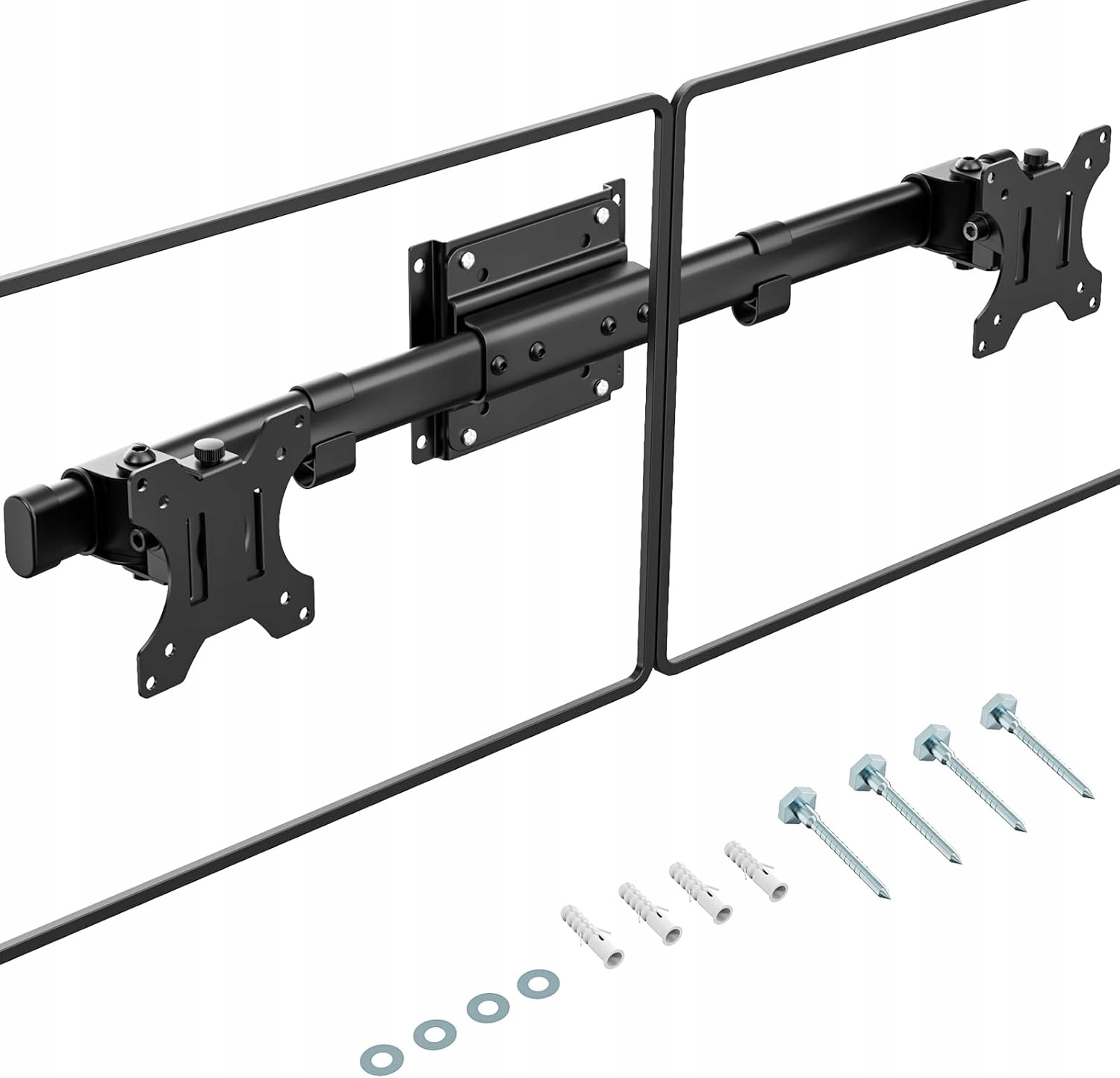 Uchwyt 2 Monitory, Adapter Vesa 13-27", 10KG, 75x75/100x100, Poziomy