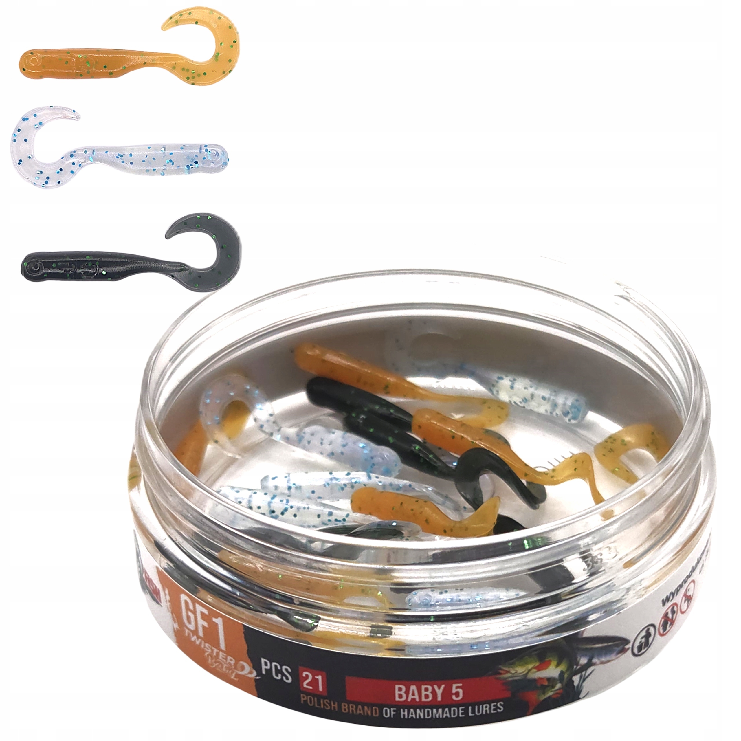 Przynęty na białoryb zestaw Gumy Great fish GF1 Twister Baby 5 3cm miks