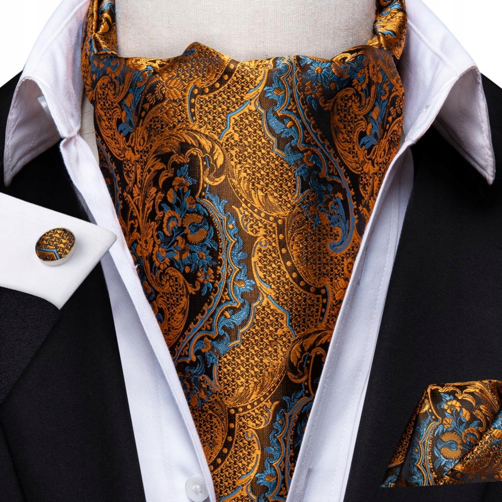 Hedvábný fularový kravat Ascot Žakárový módní set