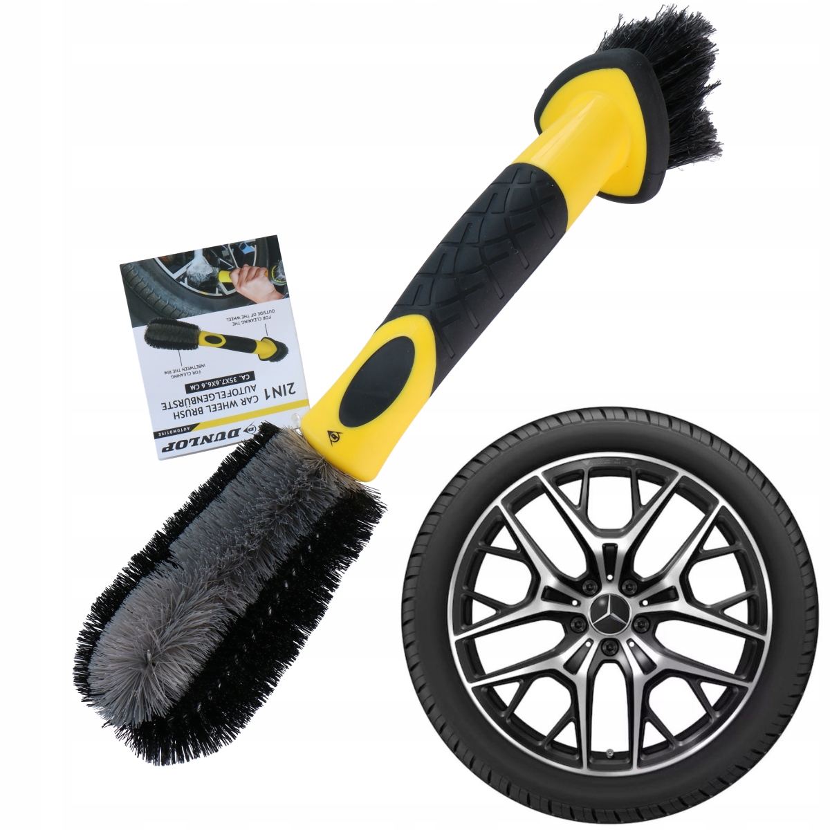 Spiralna Szczotka Samochodowa Do Mycia Felg Kołpaków Opon Dunlop 2w1 35cm