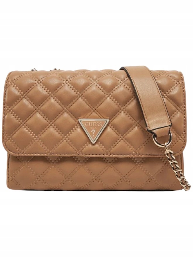 Guess Dámská Kabelka Giully 2 Cmprtmnt Cnvrtble Flp Hnědá